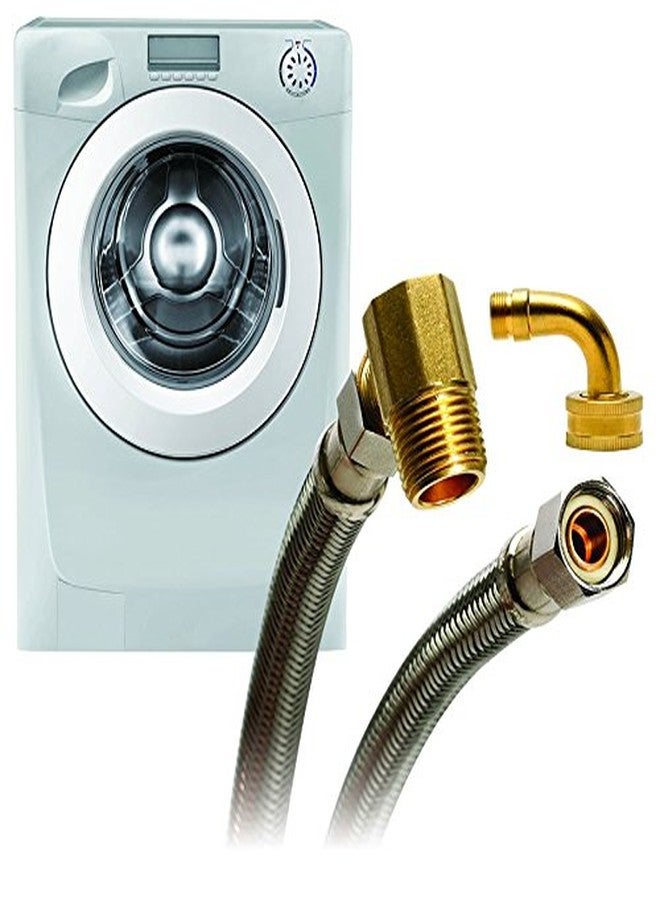 فلويد ماستر وصلة غسالة أطباق Fluidmaster B6W60K مزودة بوصلات كوع مقاس 1/2 بوصة و 3/4 بوصة، مصنوعة من الفولاذ المقاوم للصدأ المضفر - سن ضغط أنثوي 3/8 بوصة × سن ضغط أنثوي 3/8 بوصة، طول 5 أقدام (60 بوصة) - Image 3